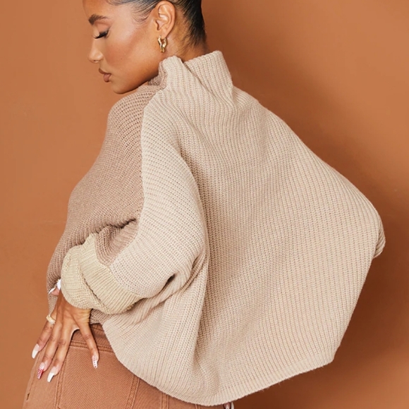 Chuncky Oversized Color Block Knit Sweater - Picture 3 of 10